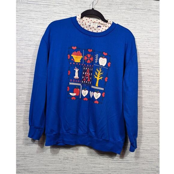 Vintage Blue Letter A Sweater - Size Large - Picture 1 of 6